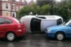 Driver walks away unscathed from this spectacular car crash in Exeter